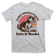 Vintage Easily Distracted By Cats And Books T-Shirt