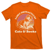 Vintage Easily Distracted By Cats And Books T-Shirt