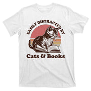 Vintage Easily Distracted By Cats And Books T-Shirt