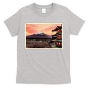 Vintage Japanese Mt. Fuji Pagoda and Cherry Blossoms T-Shirt
