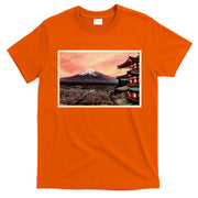 Vintage Japanese Mt. Fuji Pagoda and Cherry Blossoms T-Shirt