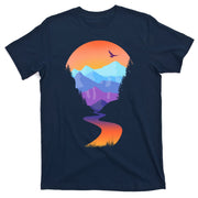 Vintage Sunset Mountain River T-Shirt