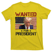 Wanted For President Donald Trump American Flag T-Shirt