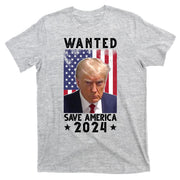 Wanted Save America 2024 Donald Trump USA Flag T-Shirt