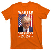 Wanted Save America 2024 Donald Trump USA Flag T-Shirt