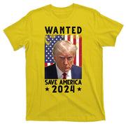 Wanted Save America 2024 Donald Trump USA Flag T-Shirt