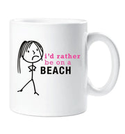 Beach Mug Ladies I'd Rather Be On A Beach Mug Cup Wife Gift Present Valentines Birthday Christmas