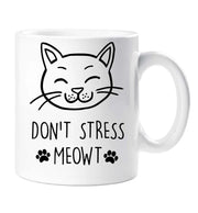Cat Mug Don't Stress Meowt Birthday Christmas Pet Present