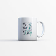 Drink Coffee And Pet My Dog with Green Galaxy font Mugs