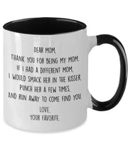 Gift for mom Dear mom Thank you for being my mom Mothers Day gift from daughter from son Funny coffee mug