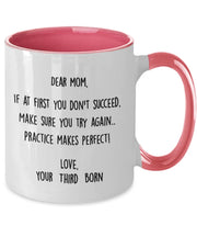 Gift for mom Mothers Day gift from third child  Funny mug for mom If at first you dont succeed try again gift for mom from third born