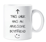 Girlfriend Mug This Chick Has An Awesome Boyfriend Ceramic Novelty Present Gift Valentines Day Cup Present