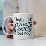 Just A Girl Who Loves Dogs with star font Mugs