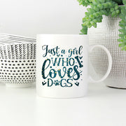 Just A Girl Who Loves Dogs with star font Mugs