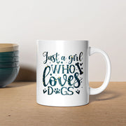 Just A Girl Who Loves Dogs with star font Mugs