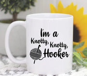 Knotty Knotty Hooker Mug Crocheting Gift Cute Crochet Mugs Crochet Coffee Mug Grandma Mugs Gifts For Grandmother Yarn Mugs Crafty Mug