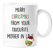 Merry Christmas From Your Favourite Mother in Law Mug Ceramic Novelty Present Gift Cup Present stocking filler