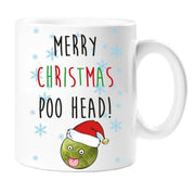 Merry Christmas Poo Head Mug Ceramic Novelty Present Gift Cup Present stocking filler
