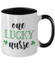St Patricks Day mug One Lucky Nurse Irish lucky clover Lucky charm mug funny gift for Nurse St Patricks Day mug coffee mug