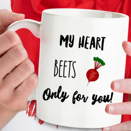 Valentines Day mug My heart beets for you Valentine puns San Valentin gifts funny valentine mug for boyfriend or girlfriend