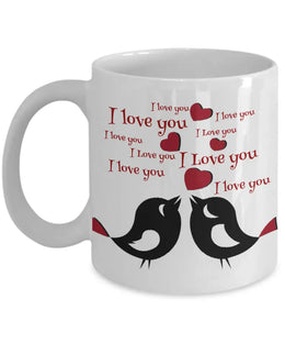 Valentines mug Love birds mug I love you I love you I love you great gift for Valentines Day Happy Valentines Day ceramic mug
