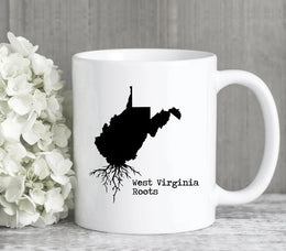 West Virginia Mug West Virginia Gift West Virginia Map W Virginia Coffee Mug WV State Mug W Virginia State Roots Mug W Virginia Roots
